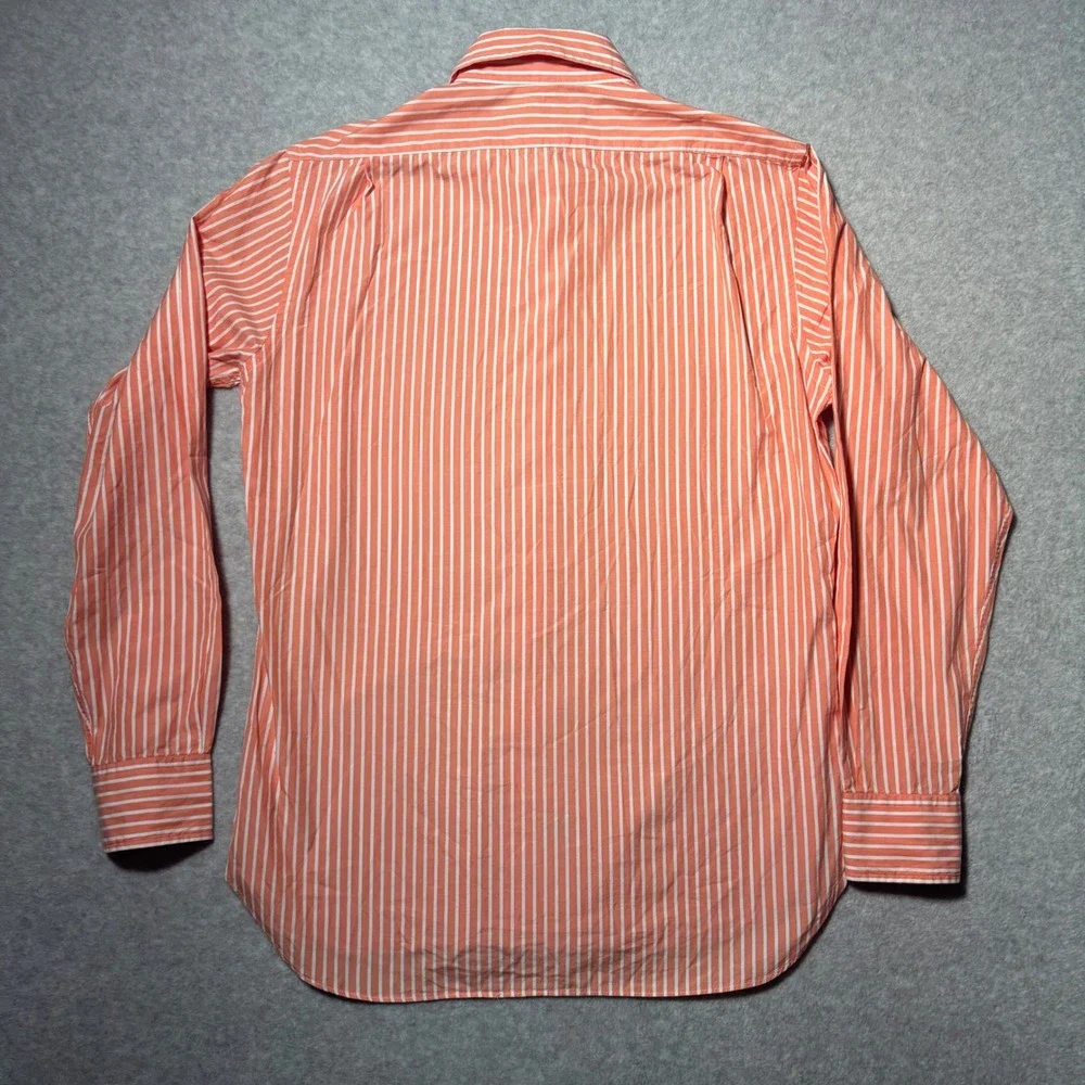 Polo Ralph Lauren Mens Orange White Striped Button Down Shirt Made in Italy 15.5 - Picture 3 of 8